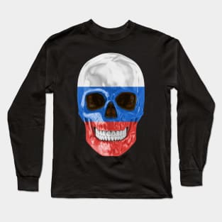 Russia Flag Skull - Gift for Russian With Roots From Russia Long Sleeve T-Shirt